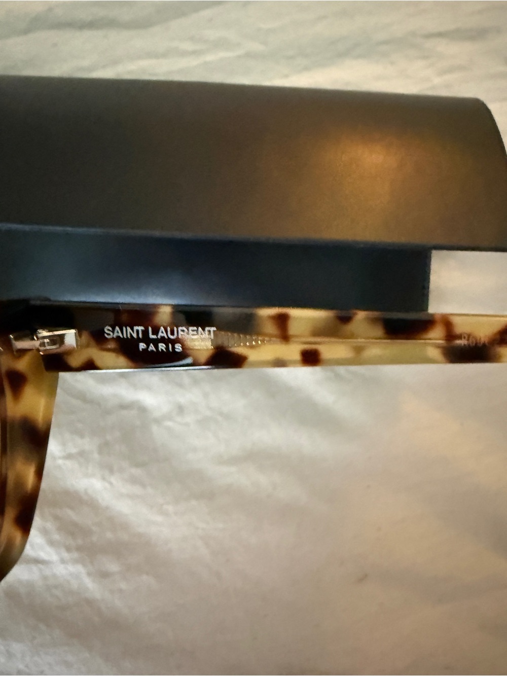 Saint Laurent Mica Tortoiseshell Sunglasses and Case - Picture 8 of 11